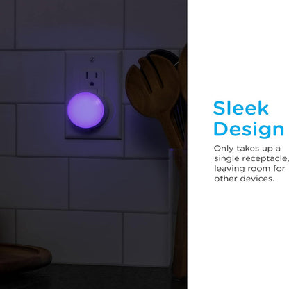 2-Pack Mini LED Night Light – Plug-In Dusk-to-Dawn Sensor – Compact Ambient Lighting for Bedroom, Bathroom, Nursery & Hallway
