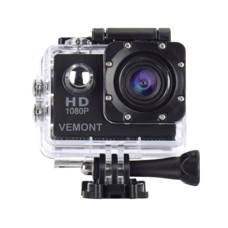 Full 1080P HD 12MP Waterproof Sports Action Cam with Mounting Accessories