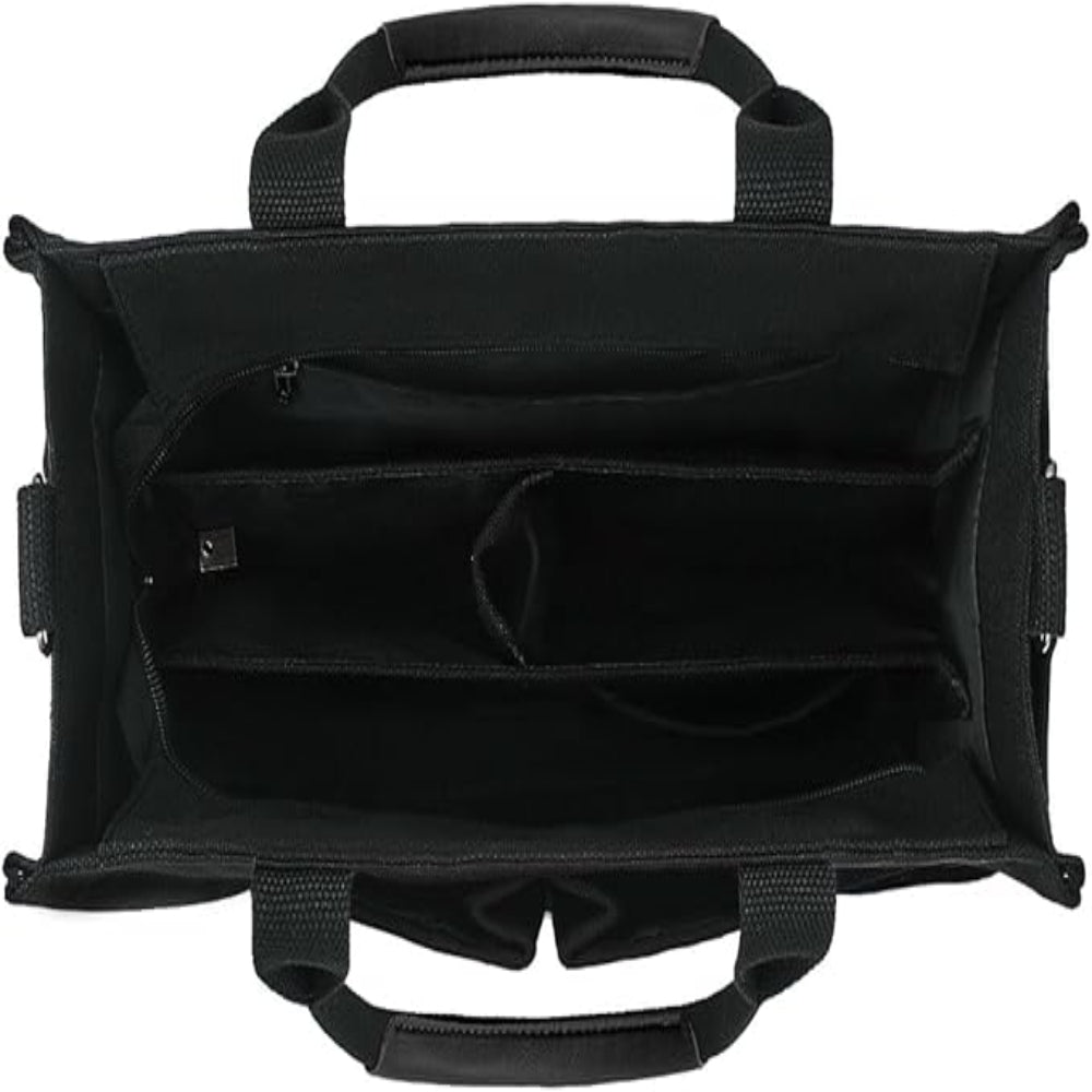 Canvas Tote Bag – Zipper Closure Work & College Organizer Handbag with Compartments