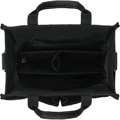 Canvas Tote Bag – Zipper Closure Work & College Organizer Handbag with Compartments