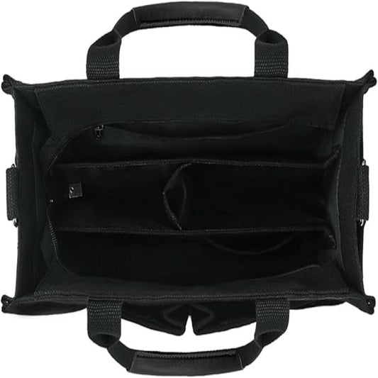 Canvas Tote Bag – Zipper Closure Work & College Organizer Handbag with Compartments