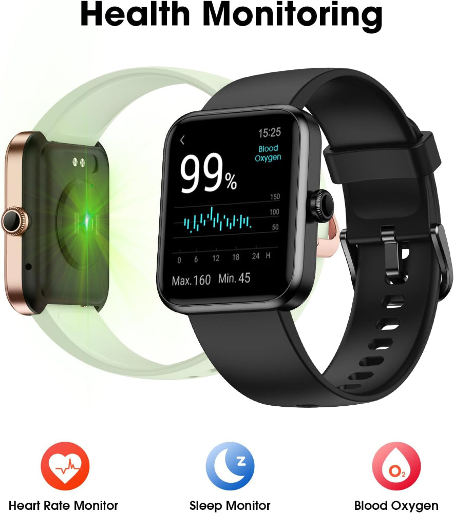 Fitness Tracker Watch – Step, Heart Rate & Blood Oxygen Monitor – Sleep Tracking Use – IP68 Waterproof Pedometer with Calorie Counter – Sports & Activity Tracker for Men & Women