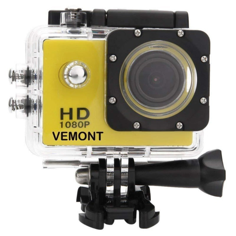 Full 1080P HD 12MP Waterproof Sports Action Cam with Mounting Accessories