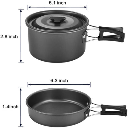 Gonex 11pcs/13pcs/16pcs/21pcs Camping Cookware Set Mess Kit, Backpacking Gear Cooking Equipment, Stackable Portable Non Stick Pot Pan Cook for Outdoors Hiking