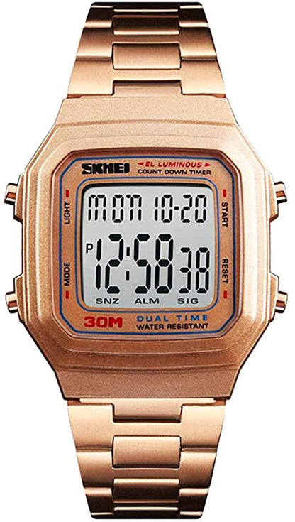 Men's Digital Watch Gold, Waterproof Analog Quartz Square Watch with Countdown Stopwatch Alarm Date…