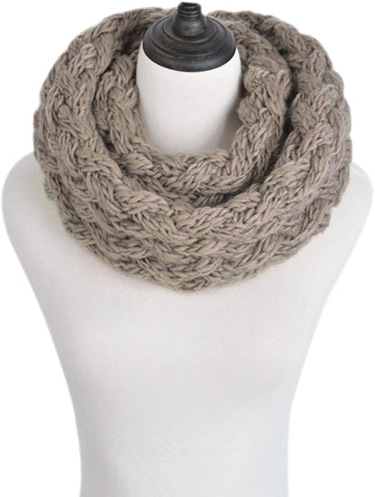 Premium Solid Winter Criss Cross Knit Thick Infinity Loop Circle Scarf