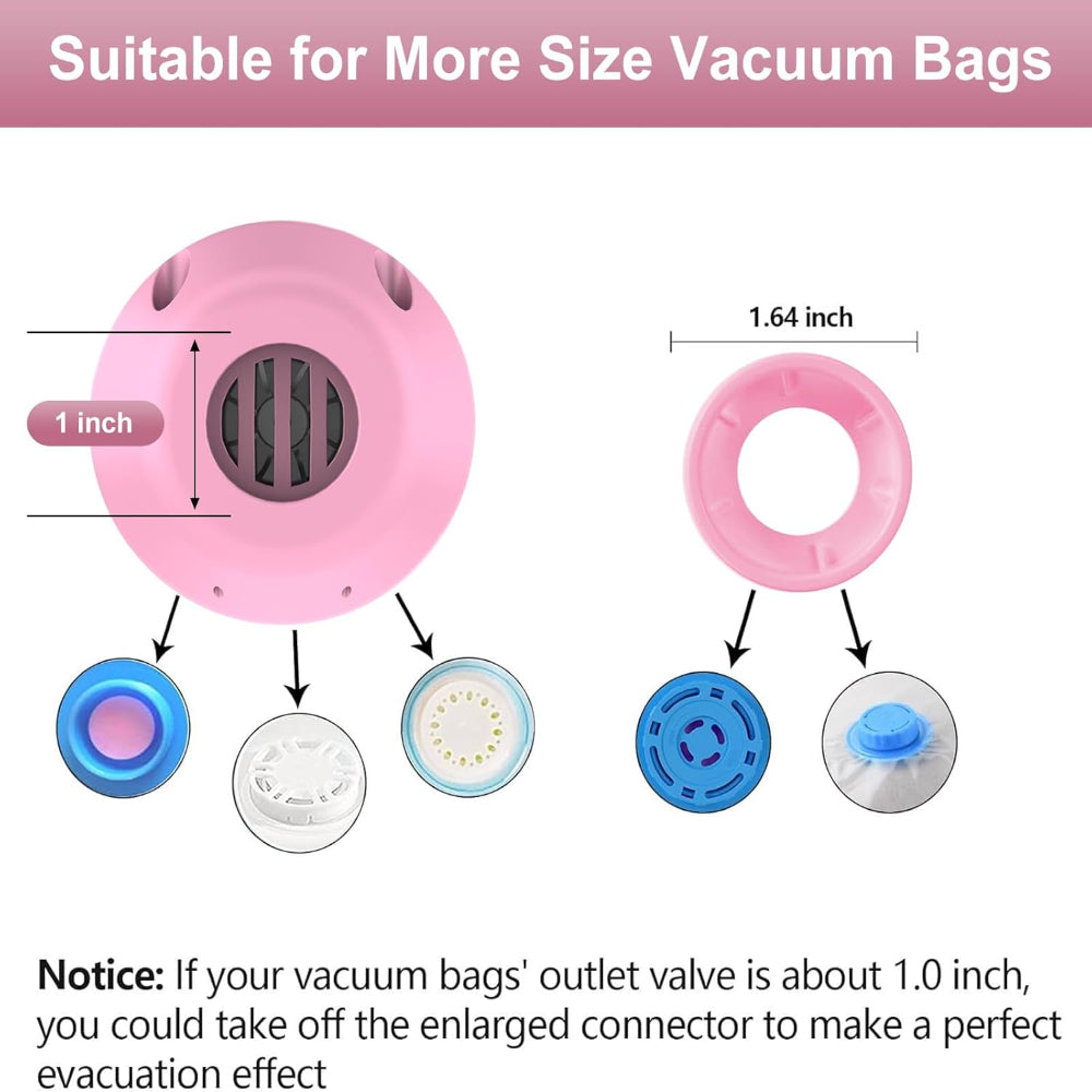 Electric Vacuum Pump – Portable Pump for Storage Bags, Clothing, Blankets & Bedding, Works with Various Vacuum Seal Bags, Pink (Bags Not Included)