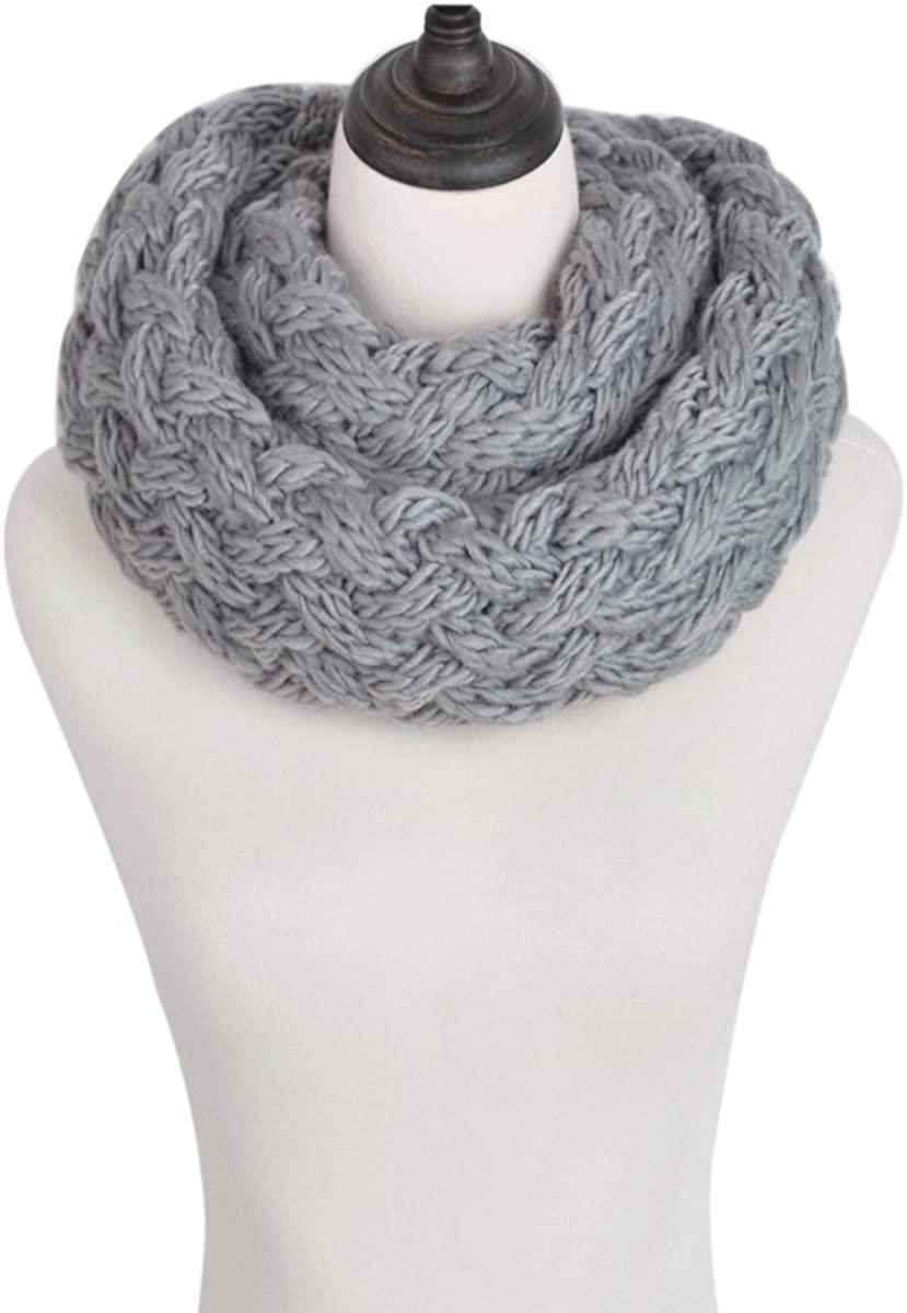 Premium Solid Winter Criss Cross Knit Thick Infinity Loop Circle Scarf