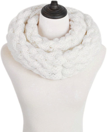 Premium Solid Winter Criss Cross Knit Thick Infinity Loop Circle Scarf