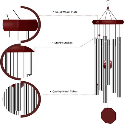 Memorial Wind Chime – Large Deep Tone Outdoor Chimes with 6 Tubes for Garden Patio