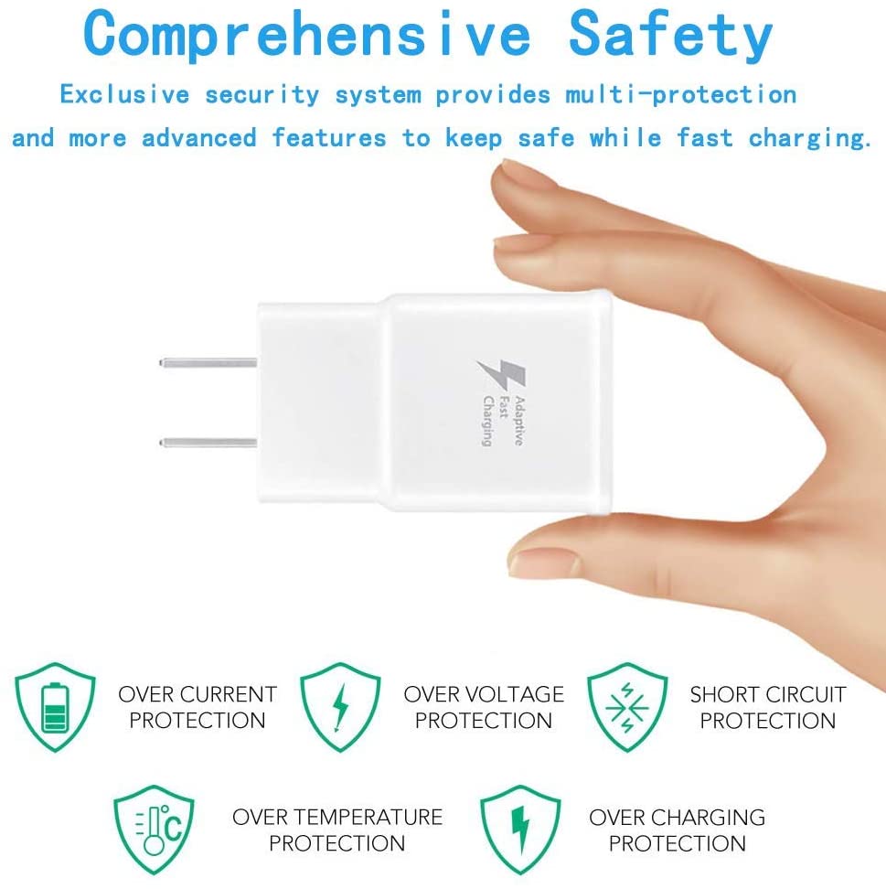 Samsung Adaptive Fast Charging Adapter Quick Charge Charging Block Wall Charger Plug Compatible with Samsung Galaxy S6/S7/S8/S8+/S9/S10+/Edge/Note8/Note9(2 Pack) (White)