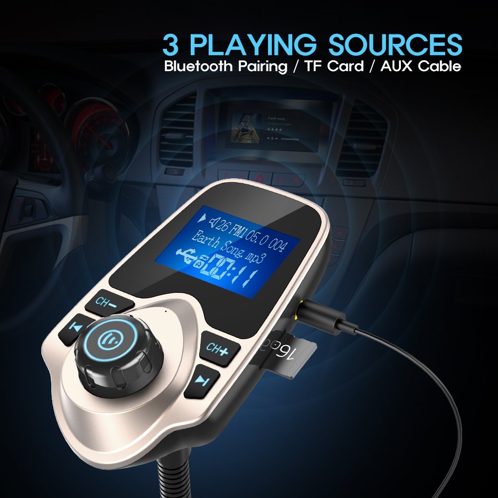 Nulaxy Wireless Bluetooth Car FM Transmitter Audio Adapter