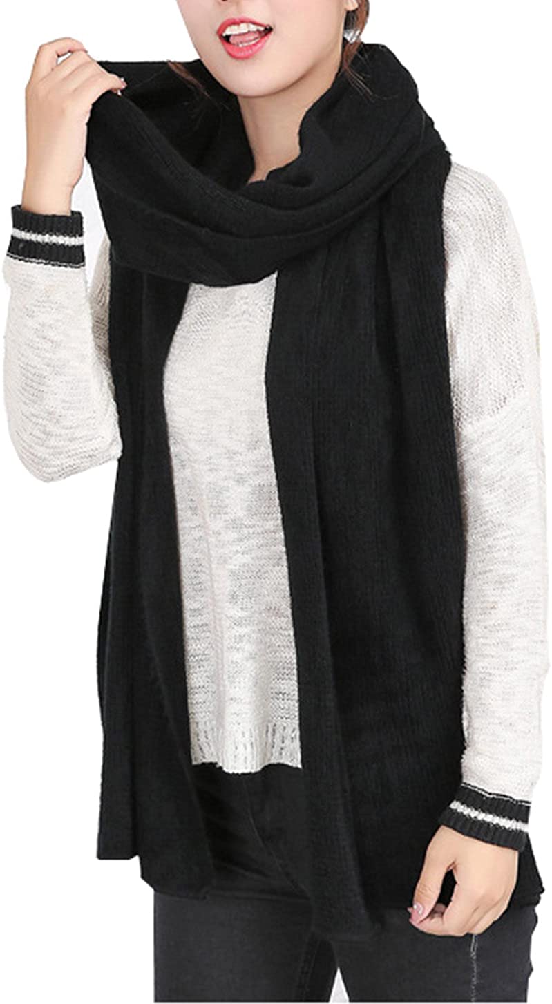 Wander Agio Women's Warm Long Shawl Winter Warm Large Scarf Pure Color