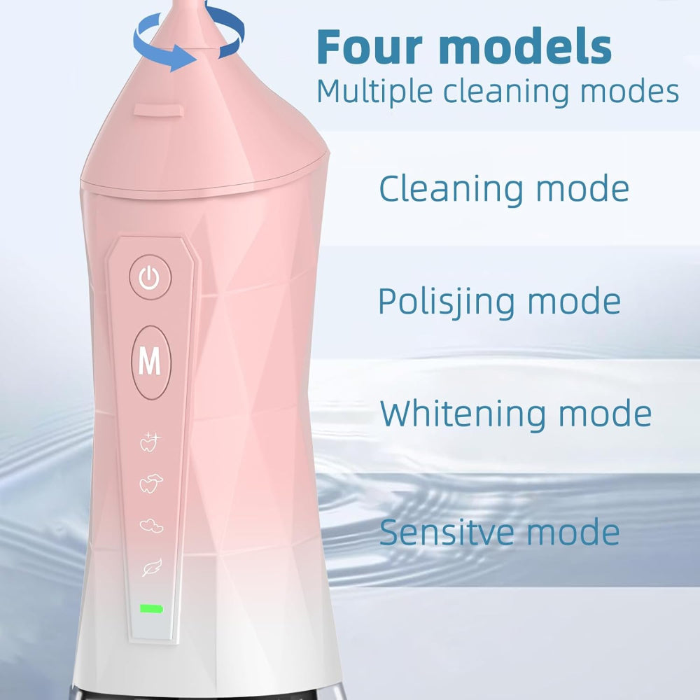 Cordless Water Dental Flosser – Portable Oral Irrigator – Teeth Cleaning Use – 320ml Rechargeable IPX7 Waterproof Design – Includes 5 Flossing Tips