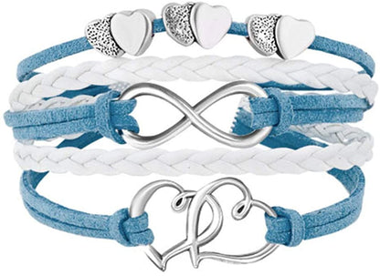 Leather Wrap Infinity Heart Layered Bracelet