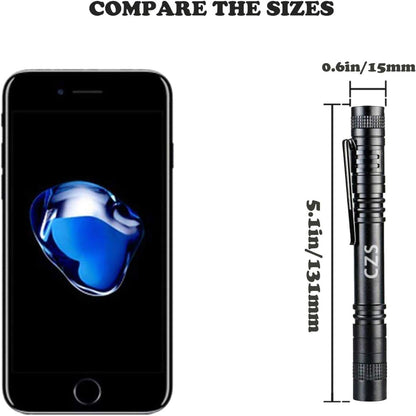 2-Pack Pen Flashlights – High-Lumen Small LED Pocket Lights, Battery-Powered (2×AAA), Waterproof for Work & Emergency, Battery Not Included