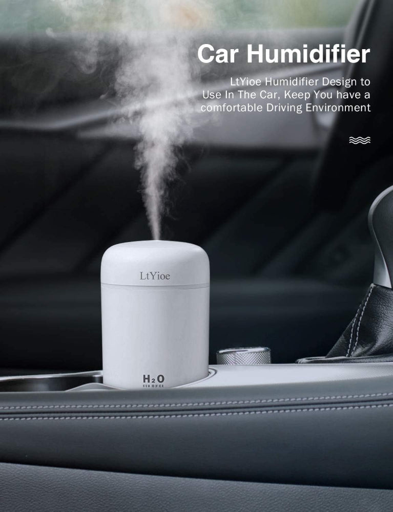 Mini USB Humidifier – Personal Desktop Use – Auto Shut-Off & 2 Mist Modes – Super Quiet – Colorful Design