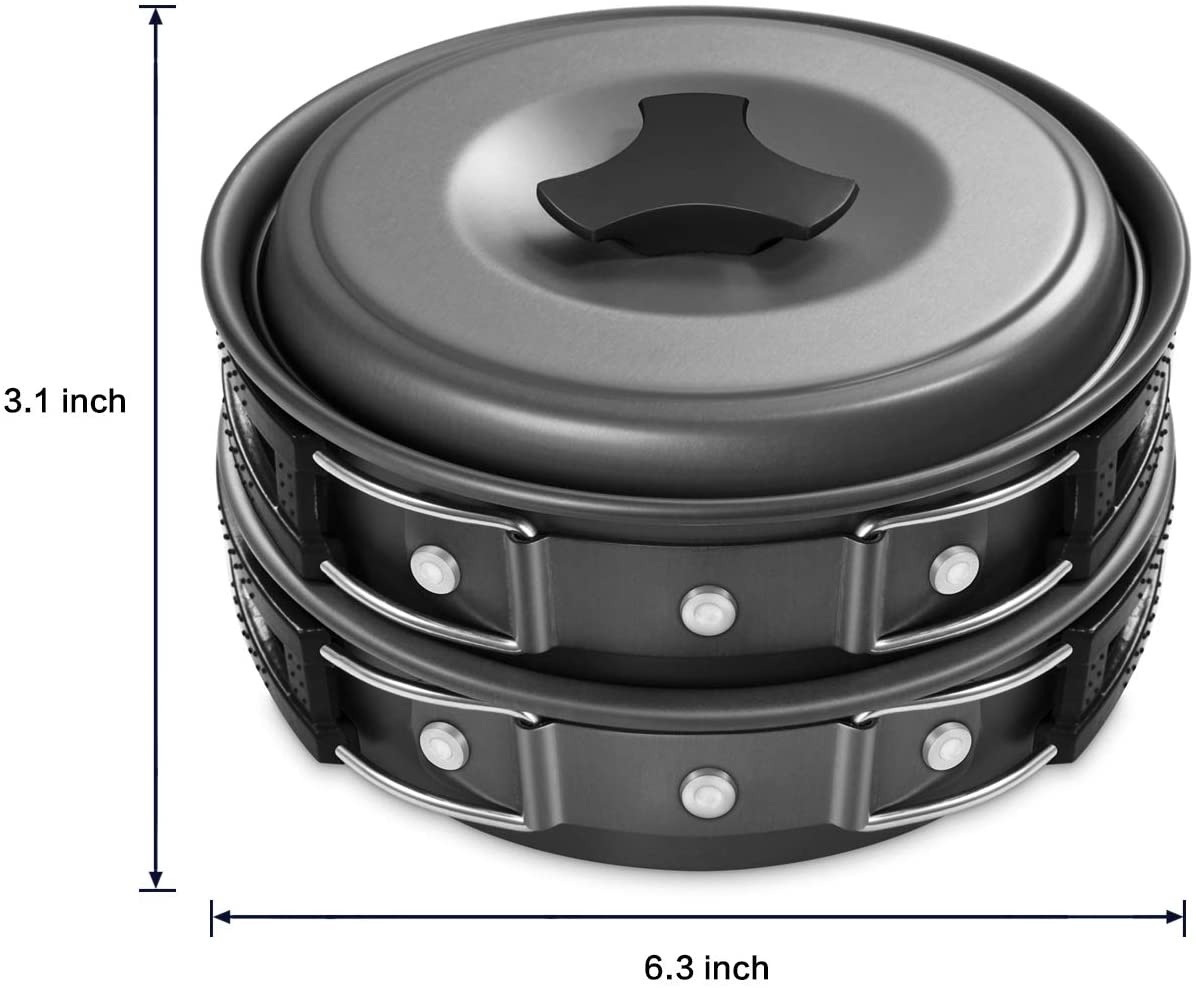 Gonex 11pcs/13pcs/16pcs/21pcs Camping Cookware Set Mess Kit, Backpacking Gear Cooking Equipment, Stackable Portable Non Stick Pot Pan Cook for Outdoors Hiking