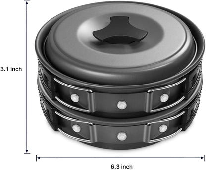 Gonex 11pcs/13pcs/16pcs/21pcs Camping Cookware Set Mess Kit, Backpacking Gear Cooking Equipment, Stackable Portable Non Stick Pot Pan Cook for Outdoors Hiking