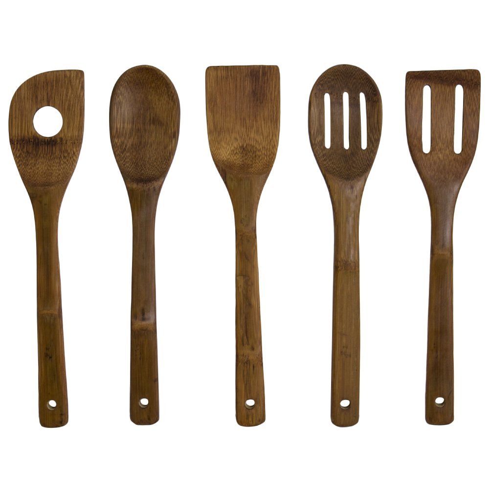 5 Piece: Organic Bamboo Kitchen Utensil Set