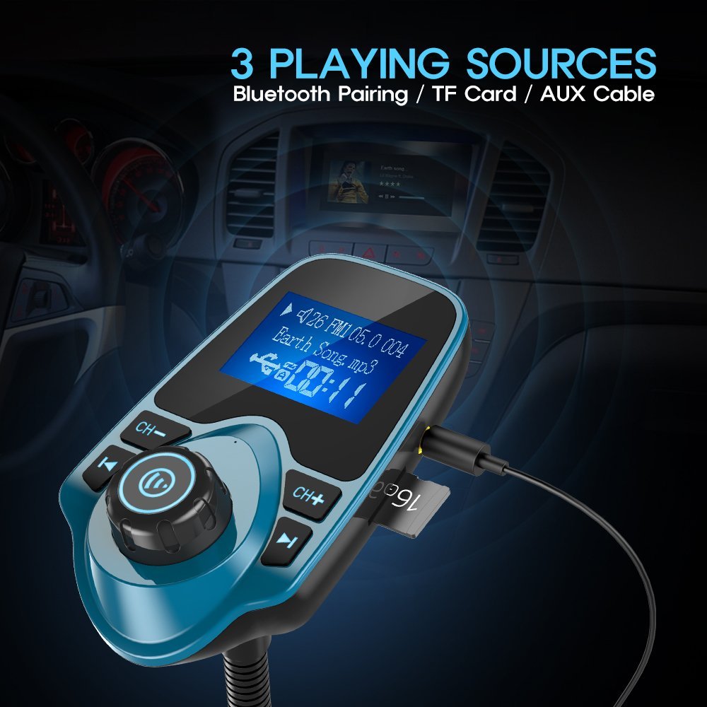 Nulaxy Wireless Bluetooth Car FM Transmitter Audio Adapter