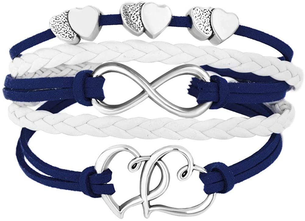 Leather Wrap Infinity Heart Layered Bracelet
