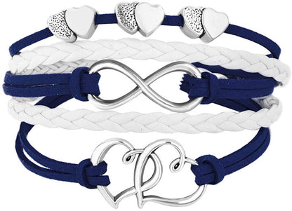 Leather Wrap Infinity Heart Layered Bracelet