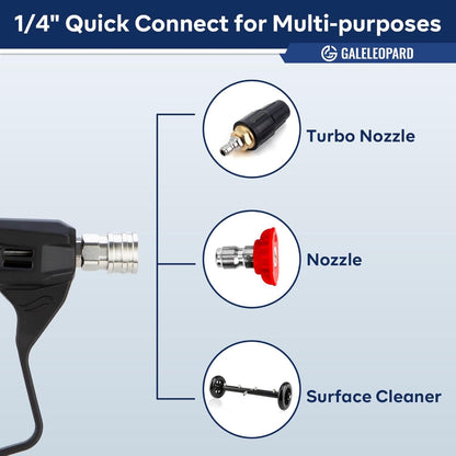 High Pressure Washer Gun – 4350 PSI Short Spray Gun with 5 Nozzles & Quick Connect Fittings