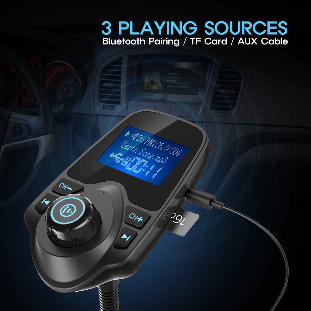 Nulaxy Wireless Bluetooth Car FM Transmitter Audio Adapter