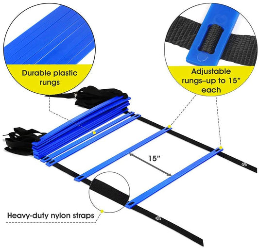 KIKILIVE Agility Ladder, Speed Agility Training Footwork Equipment 12 Rung with Carrying Bag for Sports Soccer, Football, Exercise Fitness