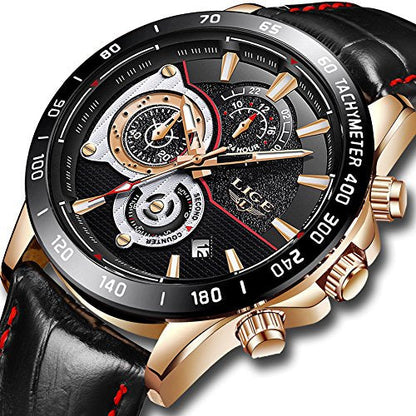 Men's Stainless Steel Chronograph Waterproof Sports Quartz Watch