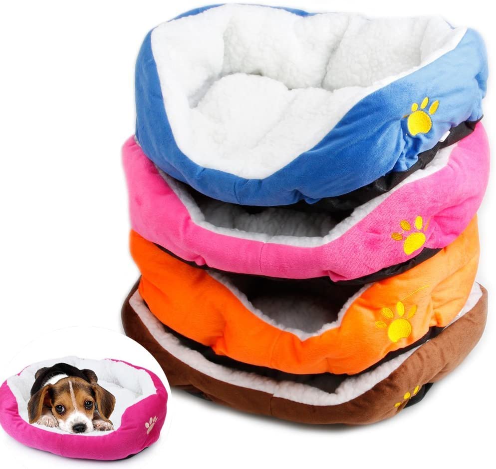 Resulzon Cute Paw Print Comfortable Pets Dog Cats Puppy Kitten Nest Mat Pad Soft Fleece Bed
