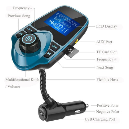 Nulaxy Wireless Bluetooth Car FM Transmitter Audio Adapter