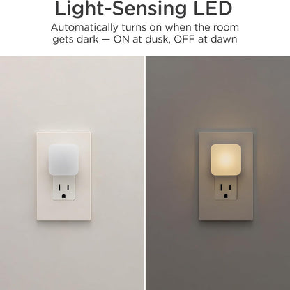 2-Pack Mini LED Night Light – Plug-In Dusk-to-Dawn Sensor – Compact Ambient Lighting for Bedroom, Bathroom, Nursery & Hallway