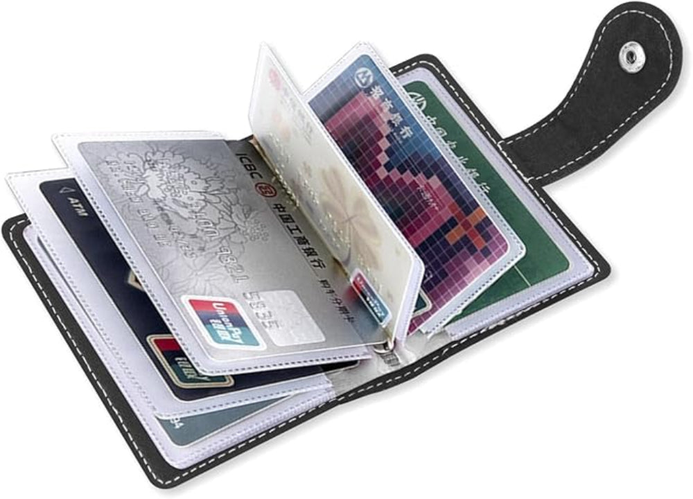 2-Pack Credit & Business Card Holders – 26-Card Organizer Use – SD Card Storage Included – Compact Book-Style Design for Men & Women