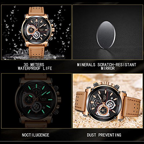 Men's Stainless Steel Chronograph Waterproof Sports Quartz Watch