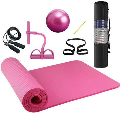 Lixada Yoga Mat Set - Include Exercise Ball,Jump Rope, Ankle Puller, Pilates Ball with Pipe, Yoga Mat with Carrying Strap and Storage Bag for Yoga, Pilates and Fitness(Optional)