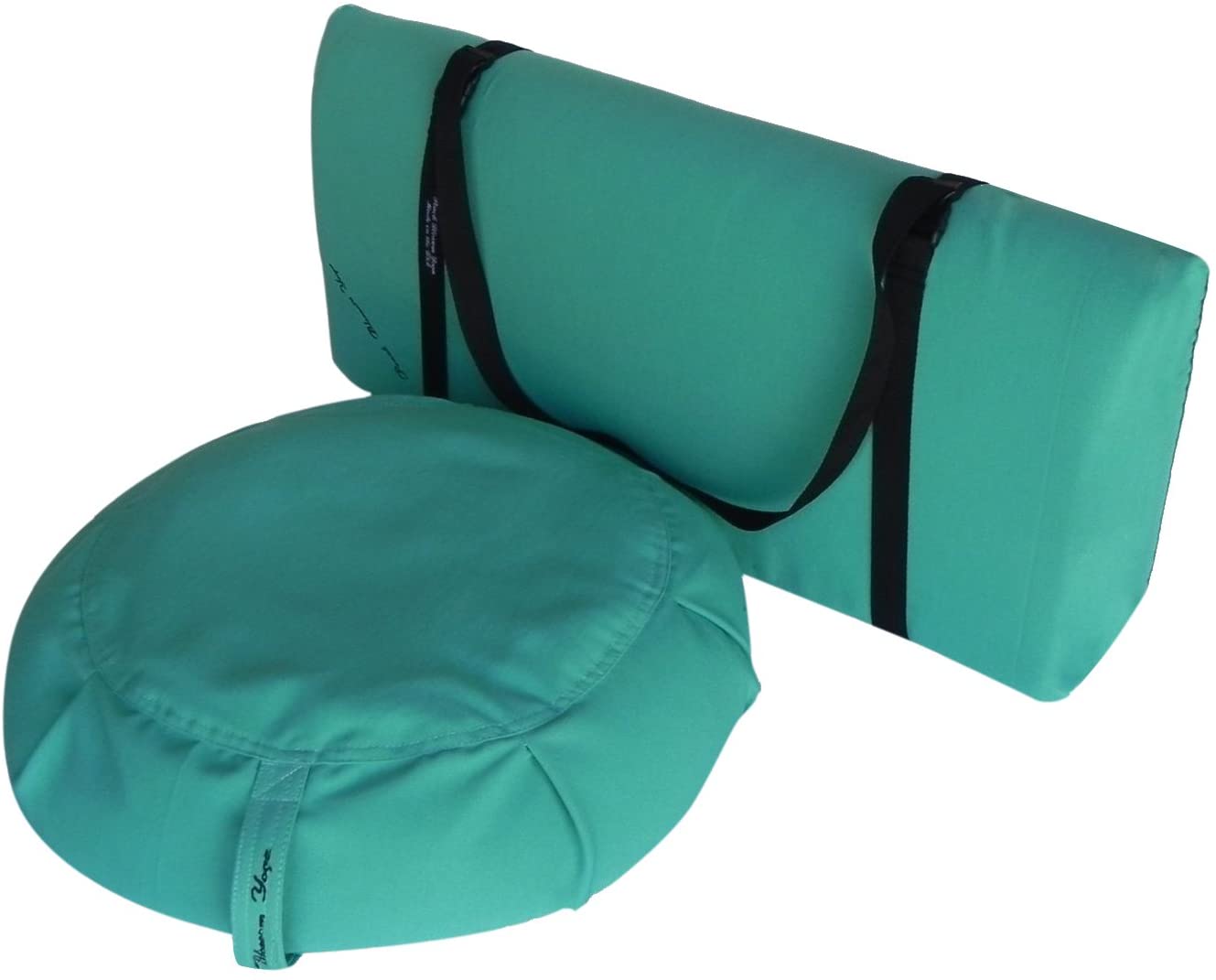 3 Piece Restorative Yoga Set includes Zafu Meditation Pillow Buckwheat Hull filled, Zabuton Cushion 26"x26" with 3" Foam, and Double Buckle Strap, Removable Covers for easy care.