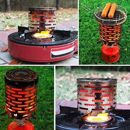 Dilwe Camping Stove Camping Mini Heater Portable Stainless Steel Tent Heating Cover with Handle and Storage Bag Camping Warm Equipment