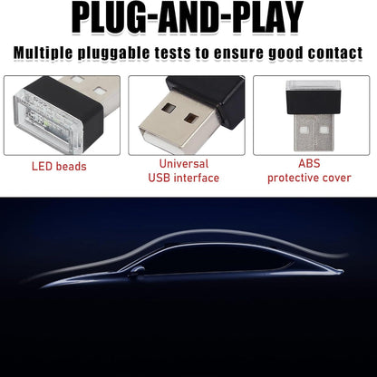 7-Pack USB LED Car Lights – Interior Ambient Mini Lighting Kit for Trunk and Dashboard Use