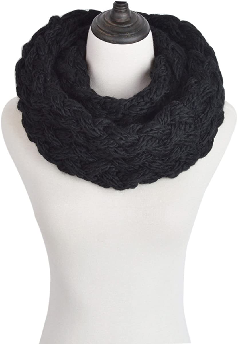 Premium Solid Winter Criss Cross Knit Thick Infinity Loop Circle Scarf