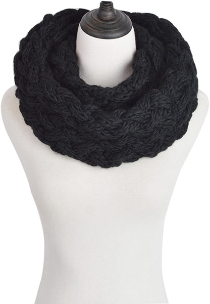 Premium Solid Winter Criss Cross Knit Thick Infinity Loop Circle Scarf