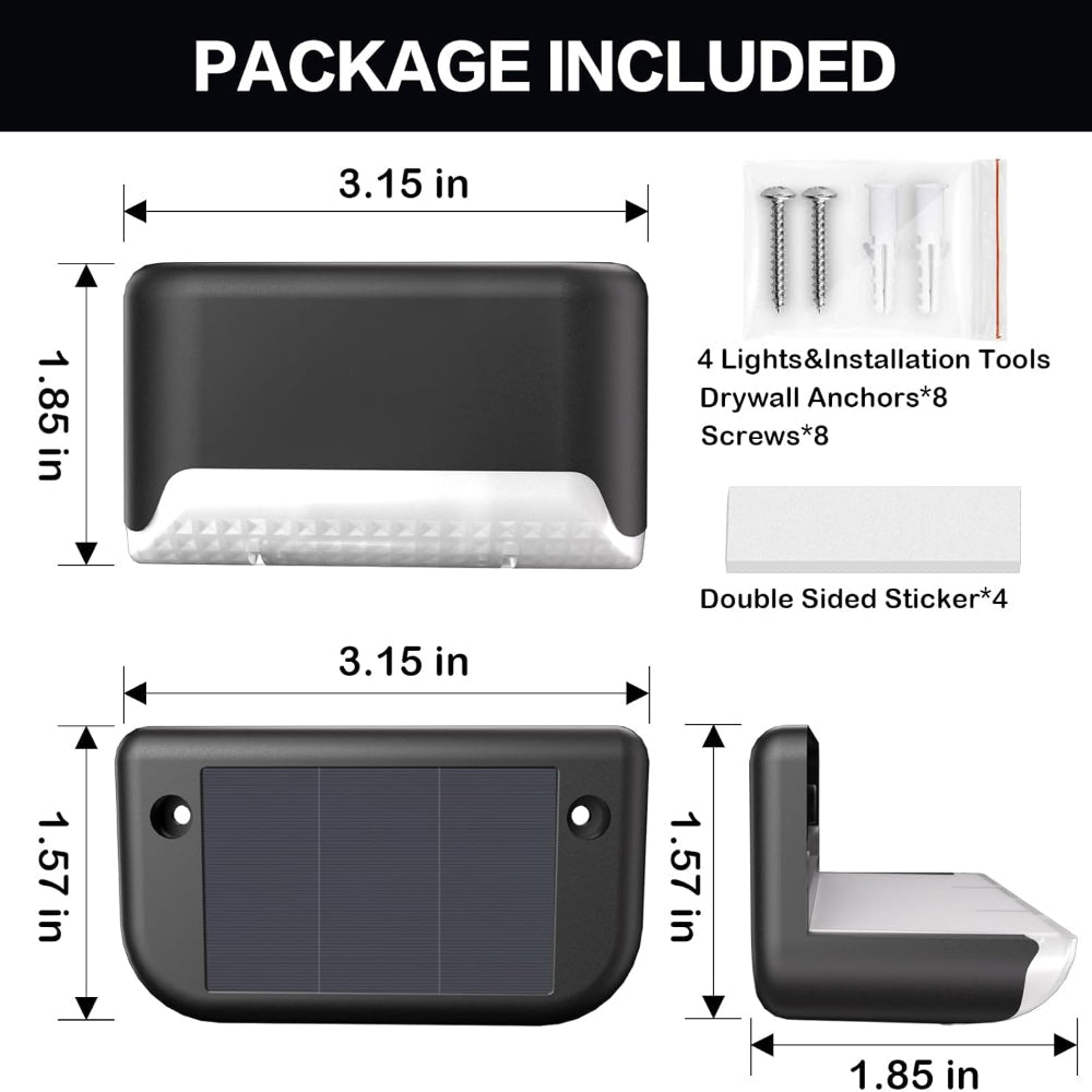 4-Pack Solar Deck Step Lights – Waterproof LED Outdoor Lighting for Stairs Fence Patio