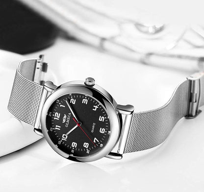 OLMECA Men’s Watch Wrist Watches Analog Quartz Waterproof Stainless Steel Mesh Band Simple Watch for Men 709wd