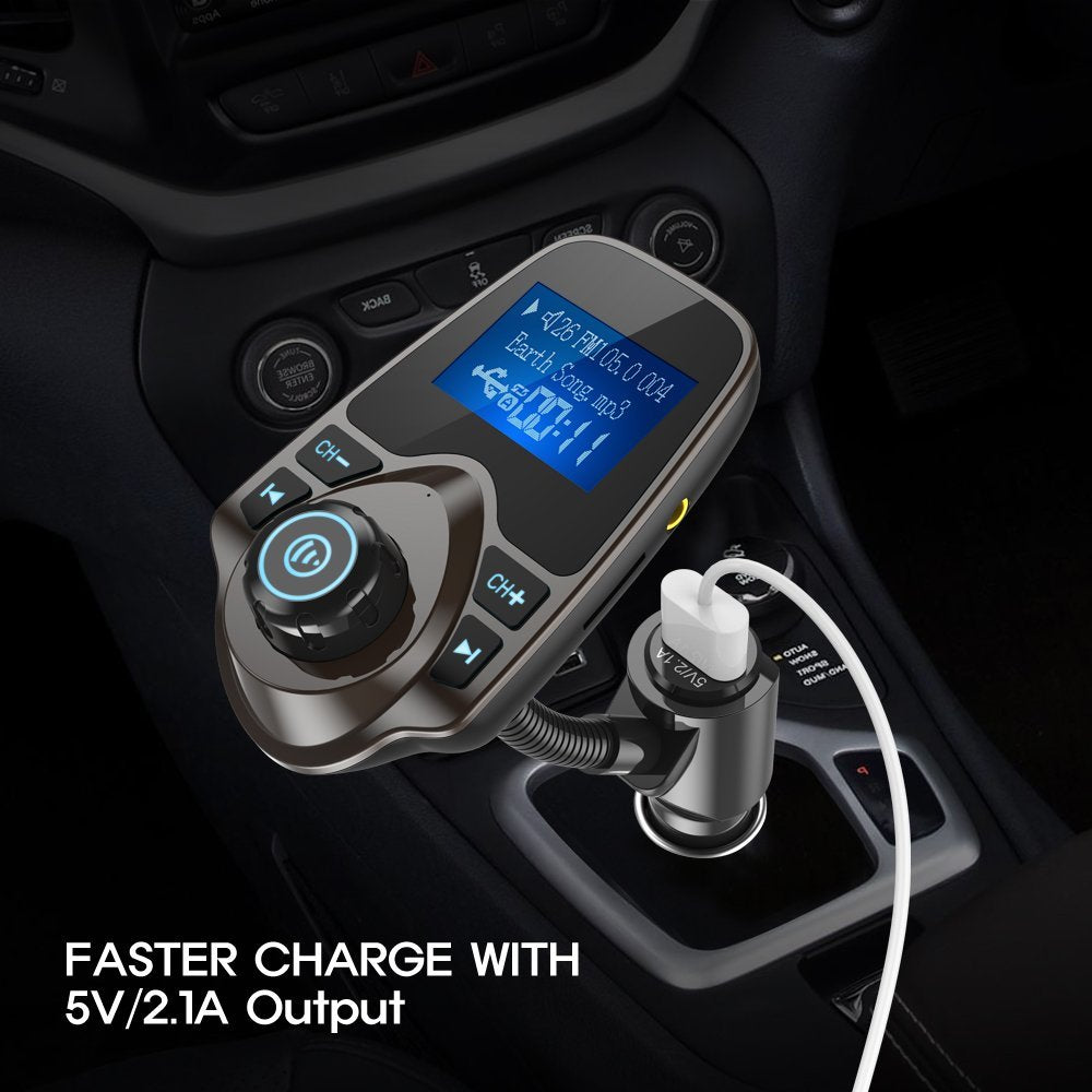 Nulaxy Wireless Bluetooth Car FM Transmitter Audio Adapter