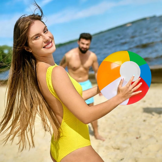 12-Pack Inflatable Beach Balls – 12-Inch Rainbow Design – Pool & Beach Play Use – Lightweight Summer Water Toys