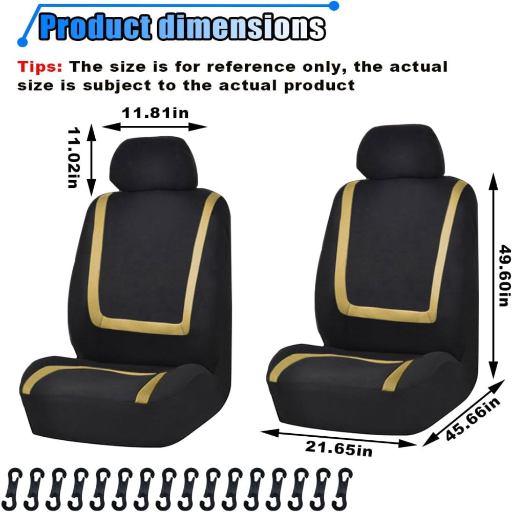 2-Pack Car Seat Covers – Front Seat Protection Use – Breathable Anti-Slip Design – Universal Fit for Truck, SUV & Sedan – Airbag Compatible Fabric