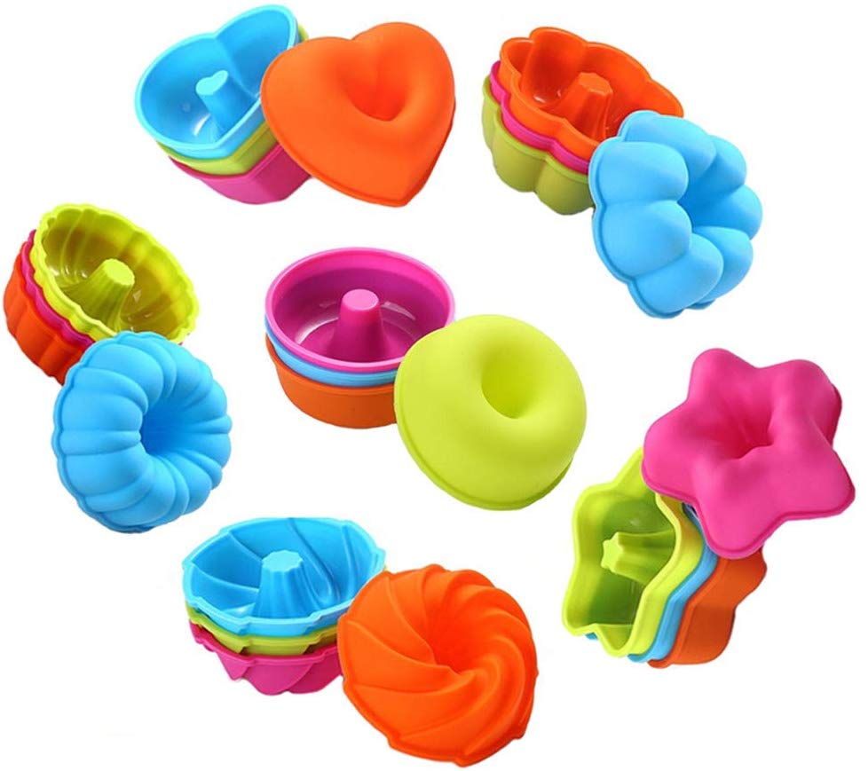 24Pc 100% Silicone Molds 2 3/4 inch Cupcake Donut BPA Free Baking Cups Set