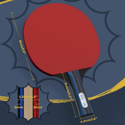 Glymnis Ping Pong Paddles Set Table Tennis Rackets with Balls, Storage Case for Indoor Outdoor Table Tennis Paddle Game Accessories