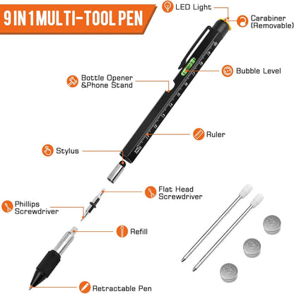 9-in-1 Multitool Pen – Multifunction Pocket Tool Use – Writing & Everyday Utility Tool – Includes Screwdriver, Stylus & Compact EDC Gadget